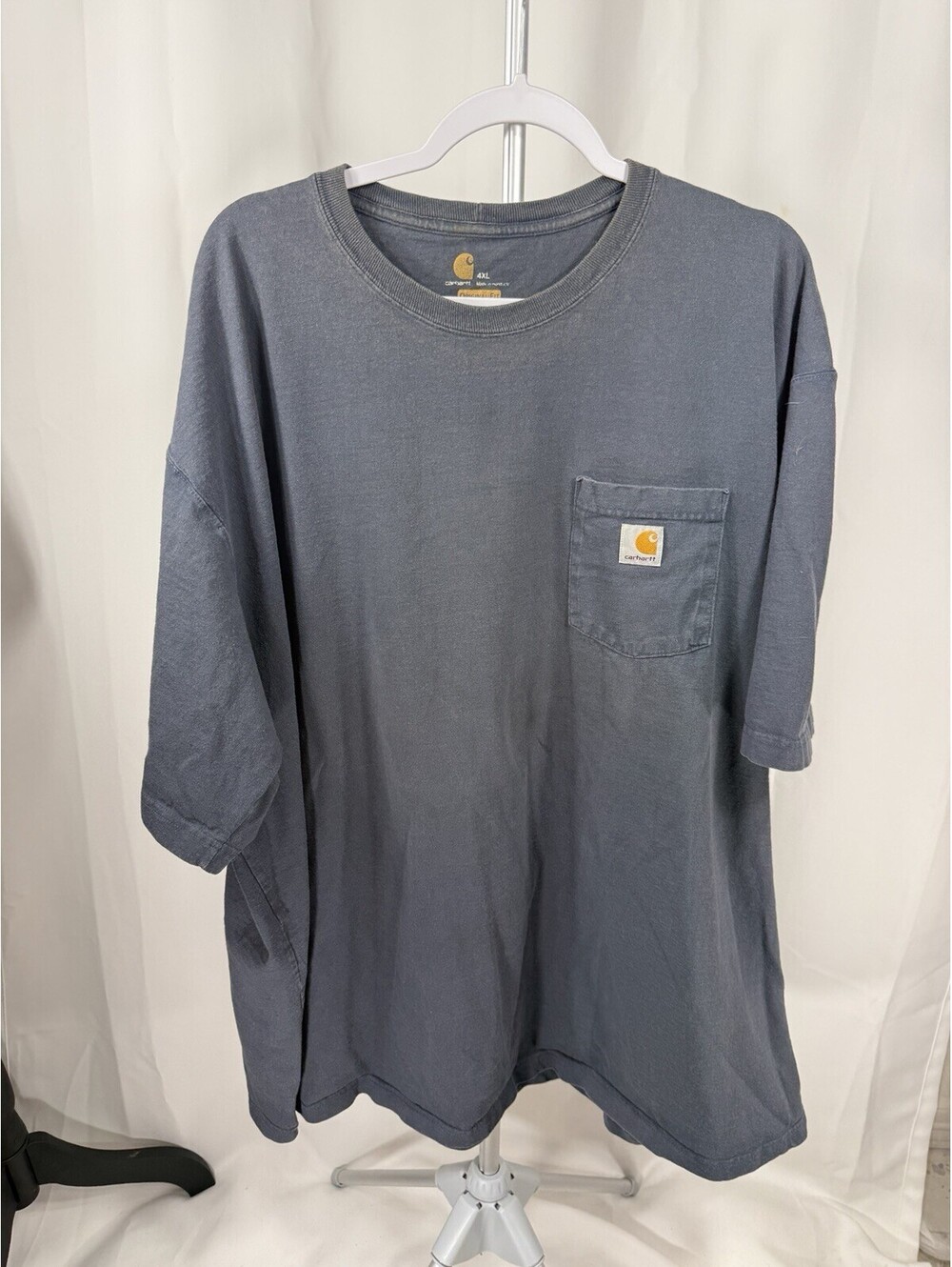 Carhartt K87 Pocket Tee Mens 4XL Bluestone Faded Workwear Shirt Oversized Y2K